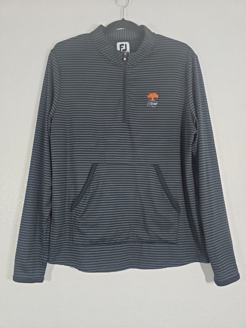 Foot Joy 1/4 Zip Pullover Golf Kiawah Long Sleeve Shirt Women Large Black Stripe